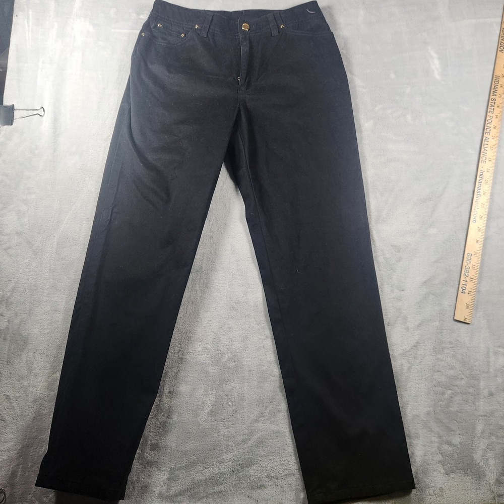 Lauren Jean Co. Womens 8P Black Petite Straight Leg Stretch Pants Flat Front
